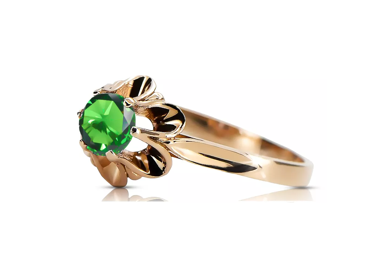 Emerald Original Vintage 14K Rose Gold Ring Bijuteria Vintage vrc004r